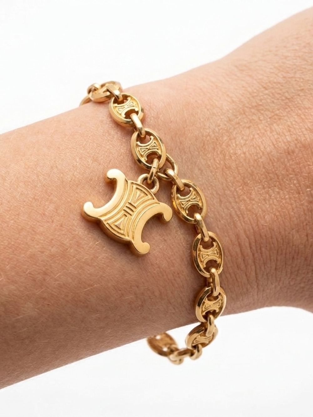 Celine Gold Triomphe Link Charm Bracelet